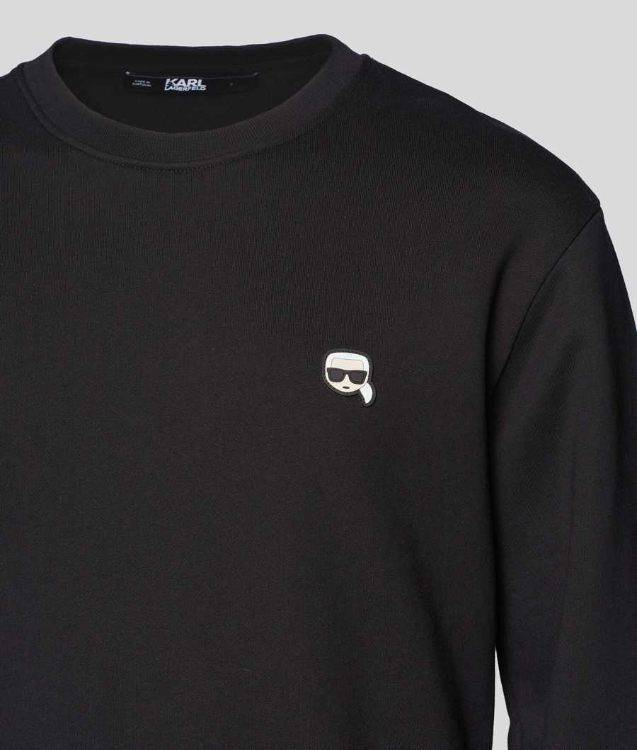 Black Karl Lagerfeld Ikonik Karl Rubber Patch Men's Sweatshirts | USA12JKZA