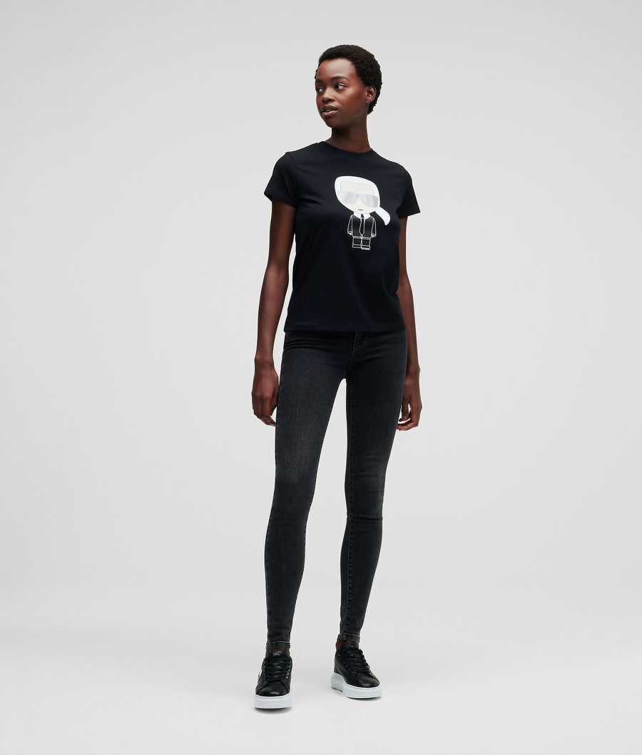 Black Karl Lagerfeld Ikonik Karl Women's T-Shirts | USA54BOCX