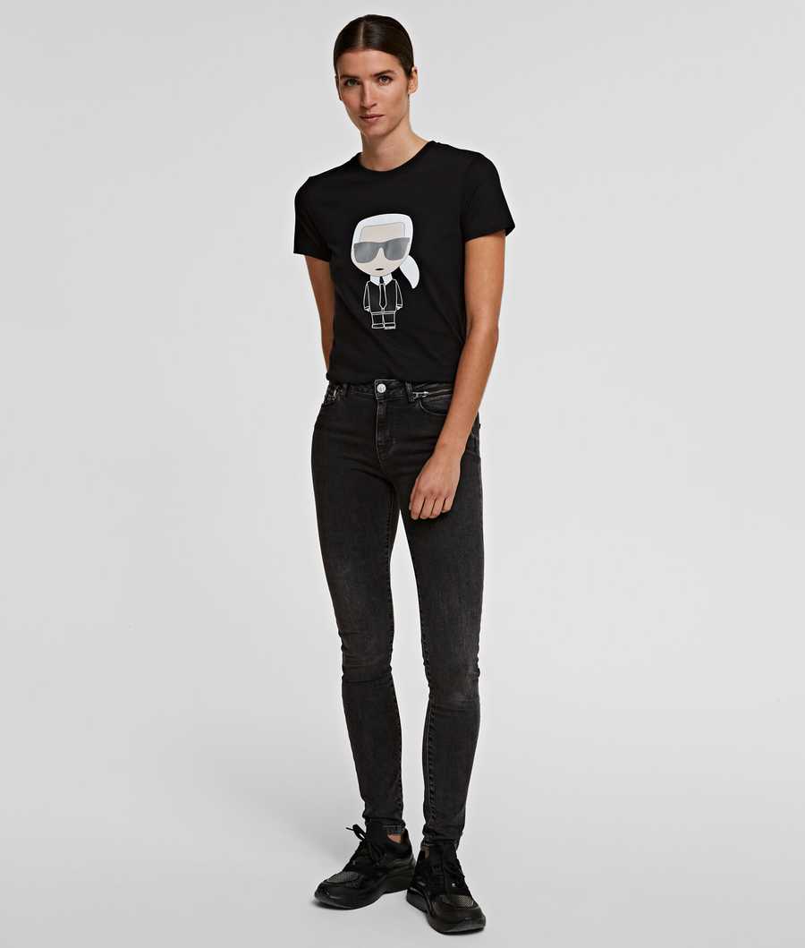 Black Karl Lagerfeld Ikonik Karl Women's T-Shirts | USA95DZGP