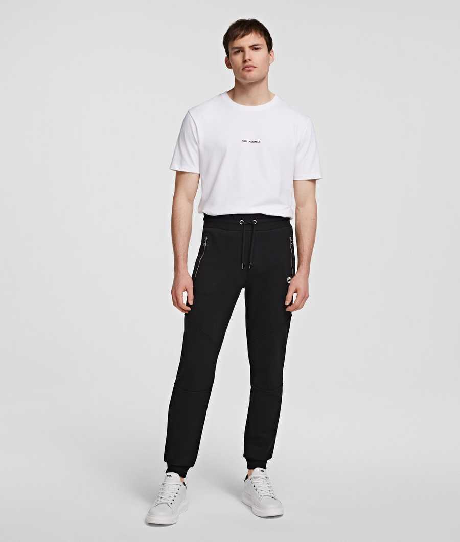 Black Karl Lagerfeld Ikonik Lounge Biker Men's Sweatpants | USA59UBVI