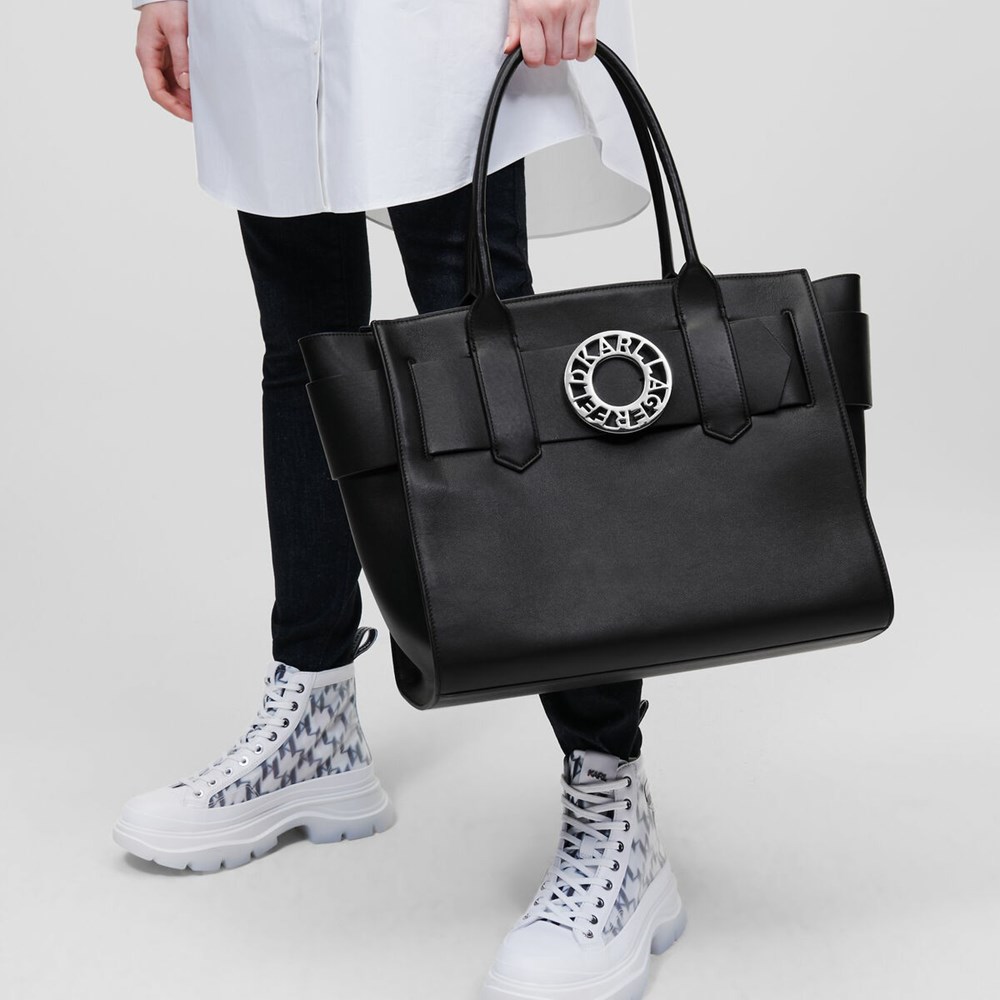 Black Karl Lagerfeld K/Disk Large Women's Tote Bags | USA76QHIJ