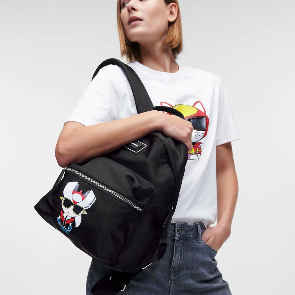 Black Karl Lagerfeld K/Heroes Nylon Women's Backpacks | USA23TEUH