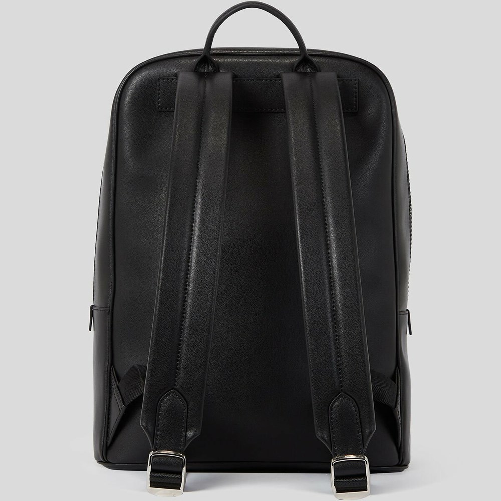 Black Karl Lagerfeld K/Ikonik 2.0 Leather Women's Backpacks | USA63YLMH