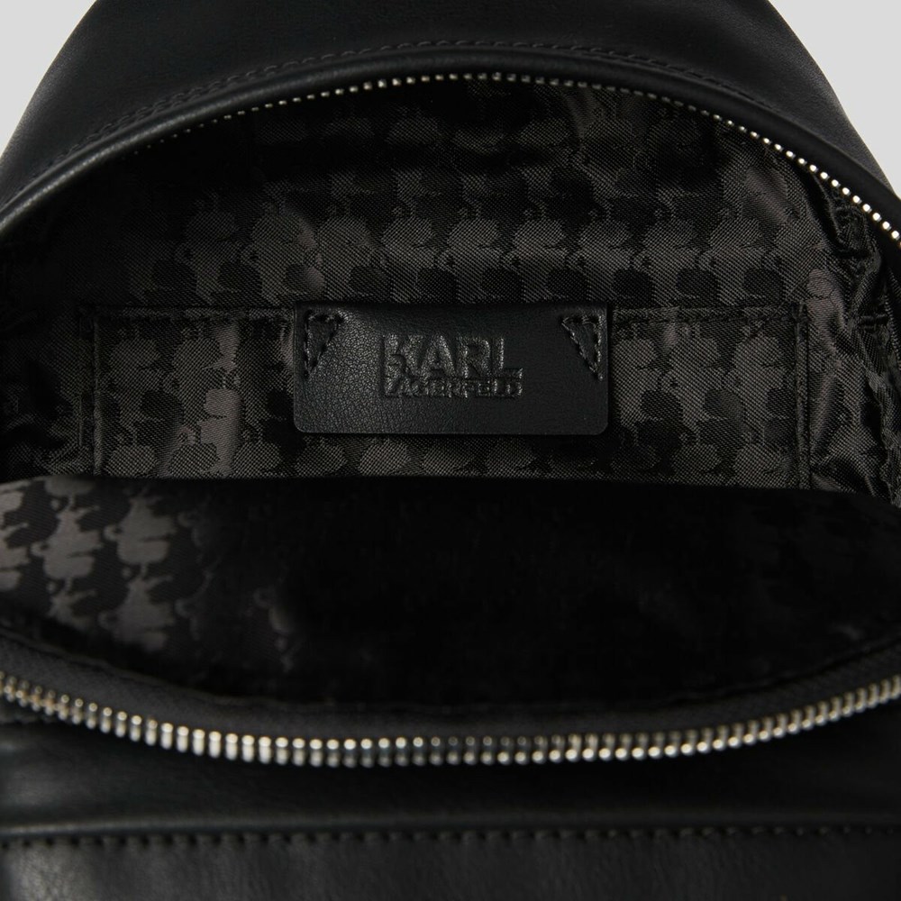 Black Karl Lagerfeld K/Ikonik Metal Pin Women's Backpacks | USA87MXNA