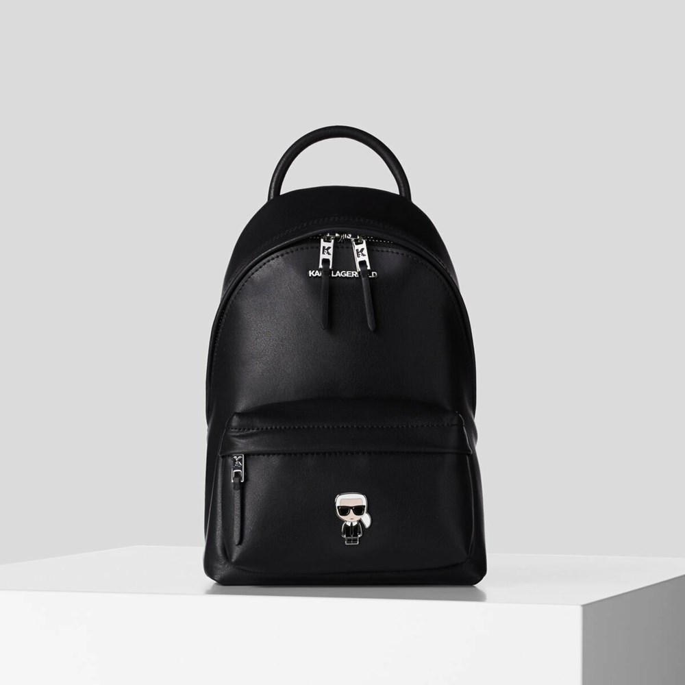 Black Karl Lagerfeld K/Ikonik Metal Pin Women\'s Backpacks | USA87MXNA