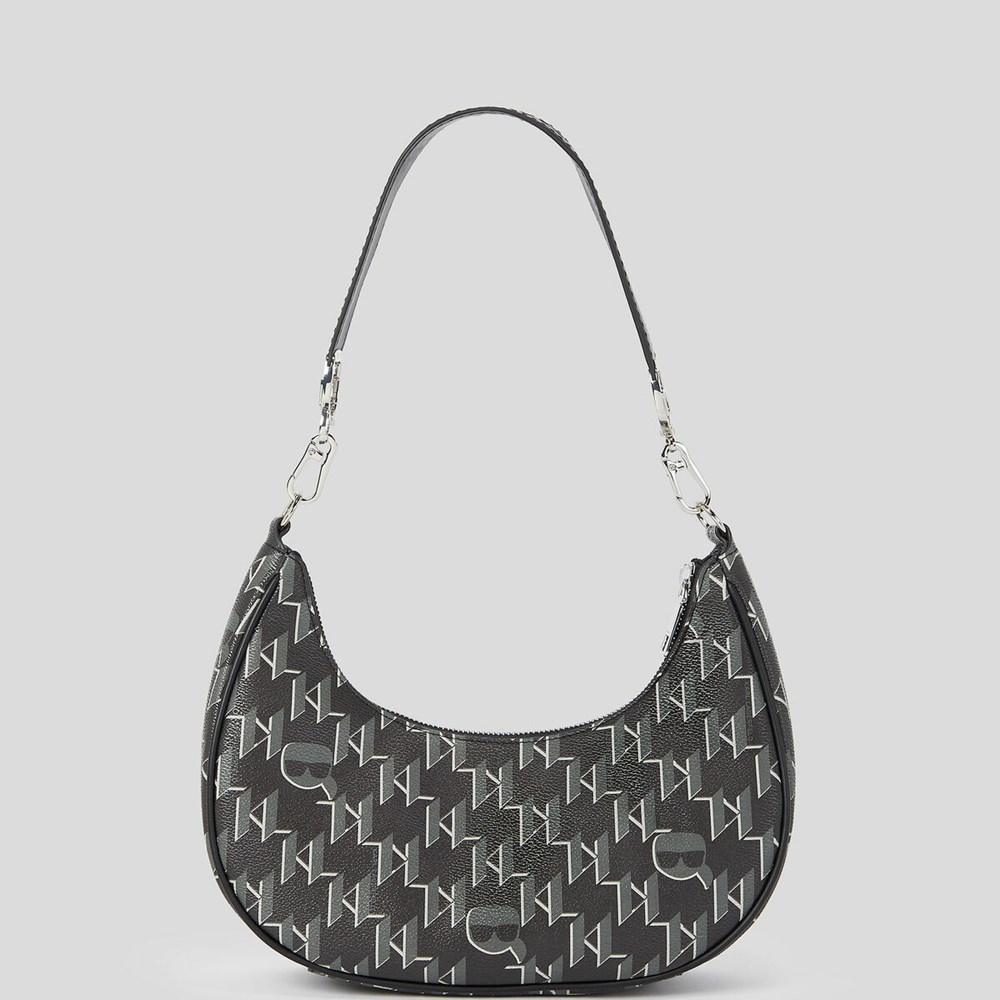 Black Karl Lagerfeld K/Ikonik Monogram Moon Women's Shoulder Bags | USA41UJBM