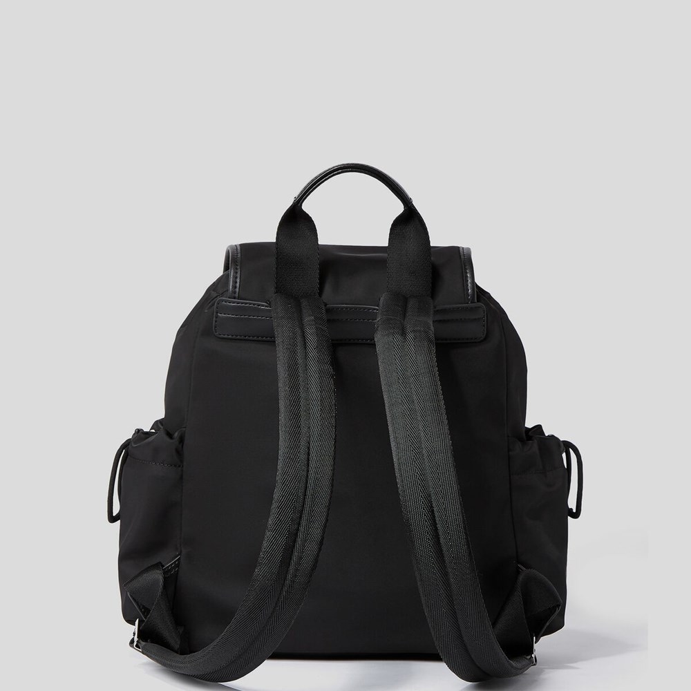 Black Karl Lagerfeld K/Ikonik Nylon Flap Women's Backpacks | USA81KJHQ