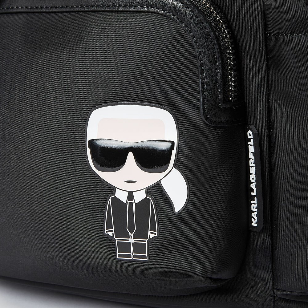 Black Karl Lagerfeld K/Ikonik Nylon Flap Women's Backpacks | USA81KJHQ