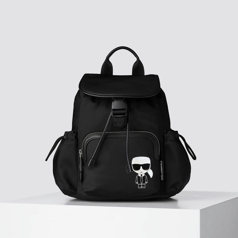 Black Karl Lagerfeld K/Ikonik Nylon Flap Women\'s Backpacks | USA81KJHQ