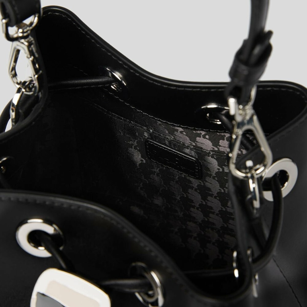 Black Karl Lagerfeld K/Ikonik Women's Bucket Bag | USA84PALX