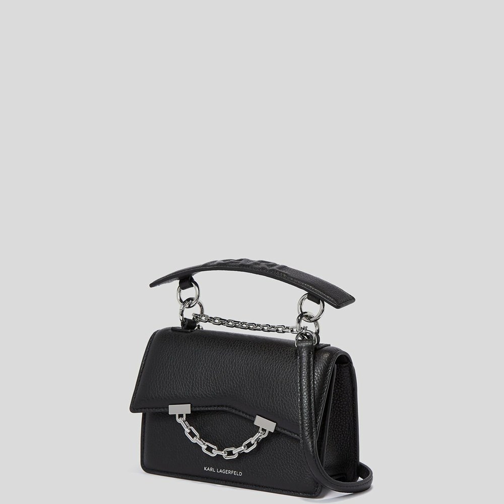 Black Karl Lagerfeld K/Karl Seven Grain Leather Mini Women's Shoulder Bags | USA36JDKL