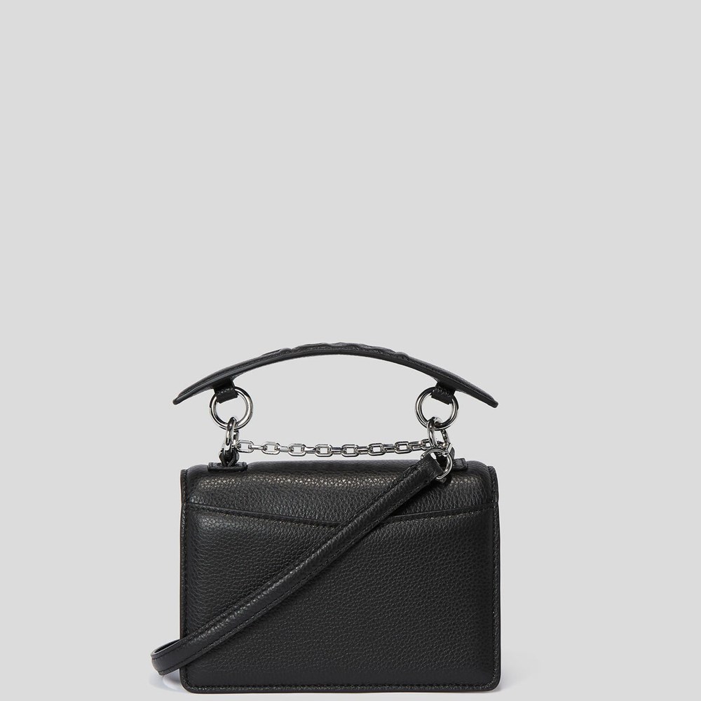 Black Karl Lagerfeld K/Karl Seven Grain Leather Mini Women's Shoulder Bags | USA36JDKL