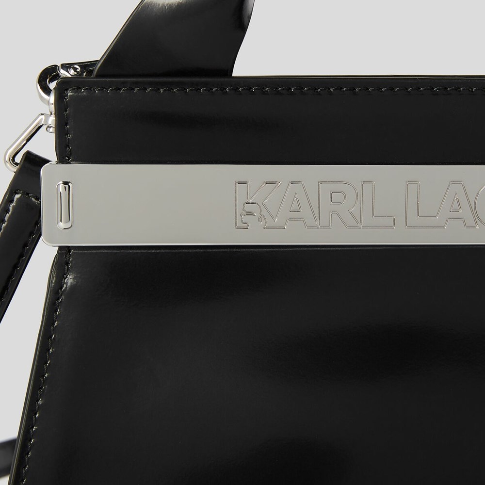 Black Karl Lagerfeld K/Kross Archive Recycled Leather Women's Handbags | USA86TACI