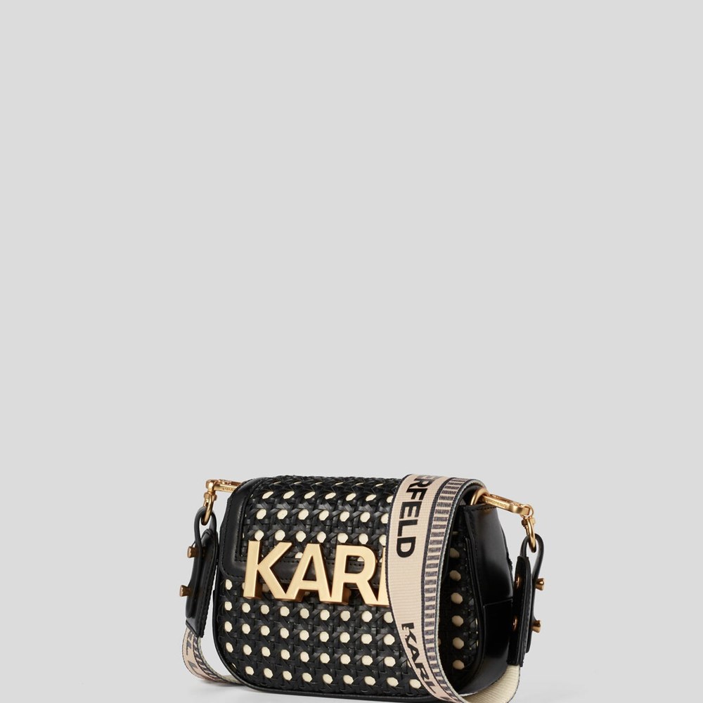 Black Karl Lagerfeld K/Letters Small Woven Women's Crossbody Bags | USA58LSQI