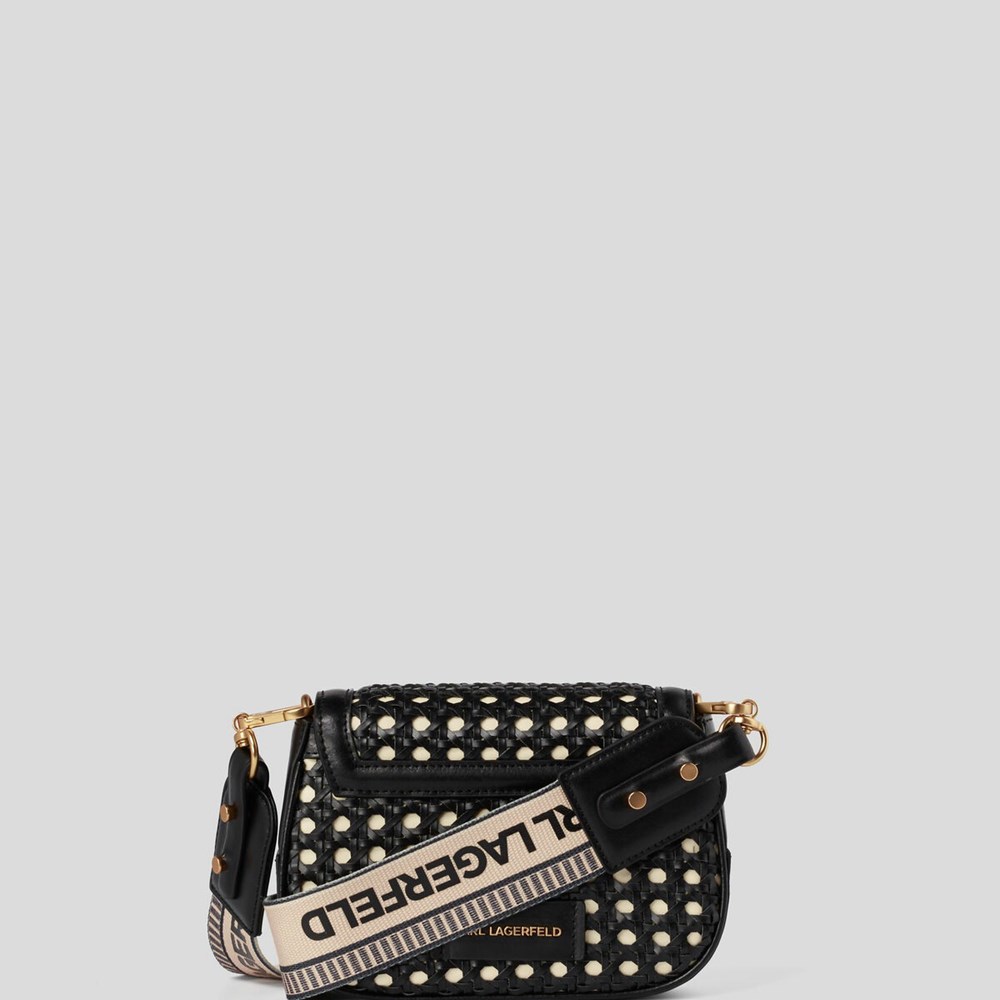 Black Karl Lagerfeld K/Letters Small Woven Women's Crossbody Bags | USA58LSQI