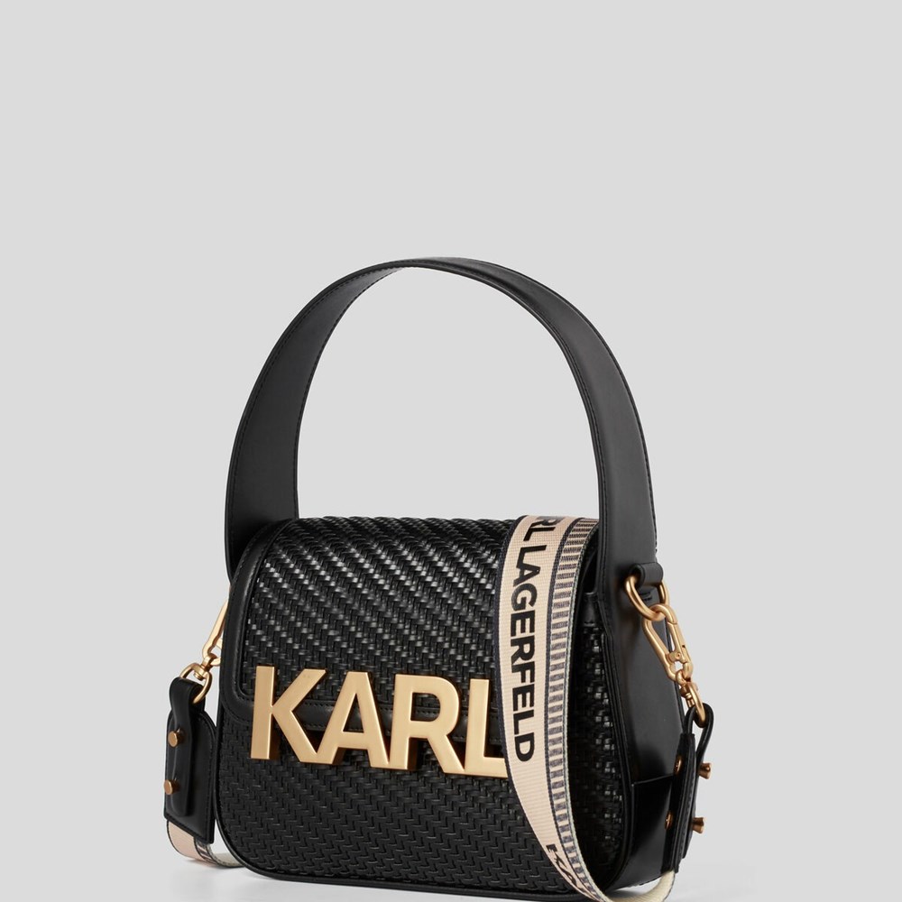 Black Karl Lagerfeld K/Letters Woven Women's Crossbody Bags | USA94UING