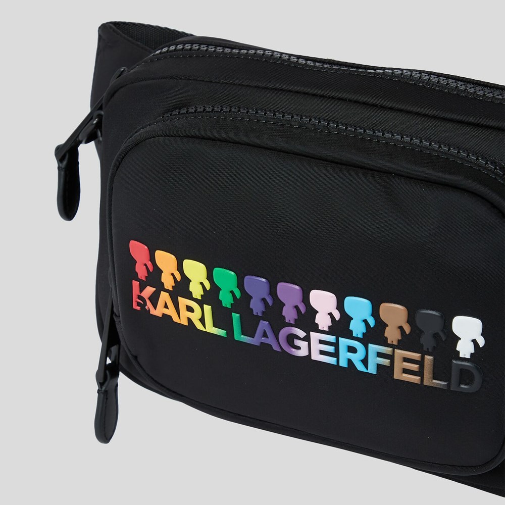 Black Karl Lagerfeld K/Love Convertible Nylon Bumbag Women's Crossbody Bags | USA75ZJDP