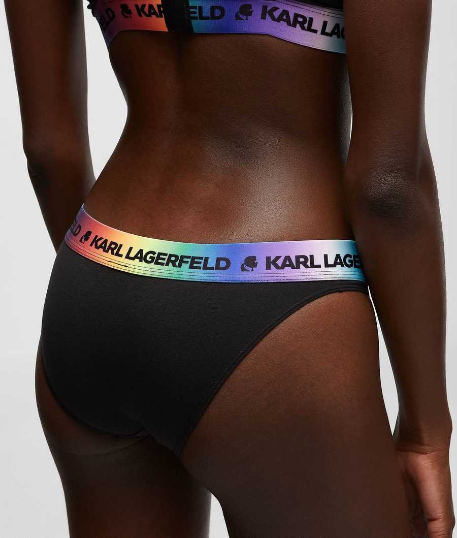 Black Karl Lagerfeld K/Love Logo Briefs Women's Underwear | USA03HVKP