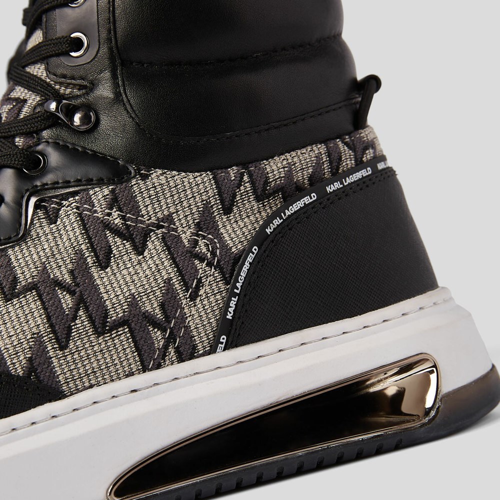 Black Karl Lagerfeld K/Monogram Elektro Jacquard Hi Top Men's Sneakers | USA92NBXO