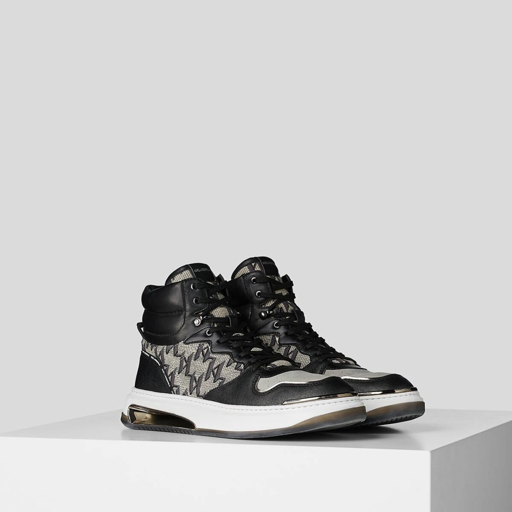 Black Karl Lagerfeld K/Monogram Elektro Jacquard Hi Top Men\'s Sneakers | USA92NBXO