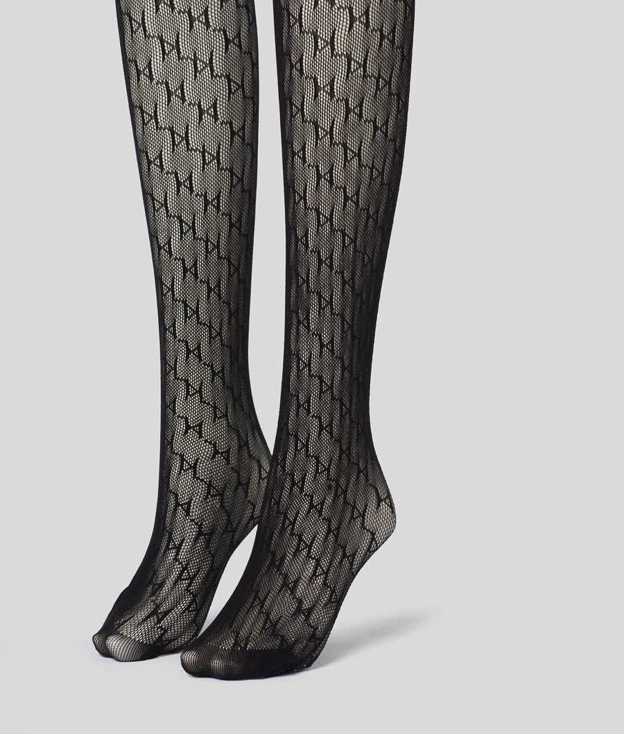 Black Karl Lagerfeld K/Monogram Tights Women's Underwear | USA49JRKV