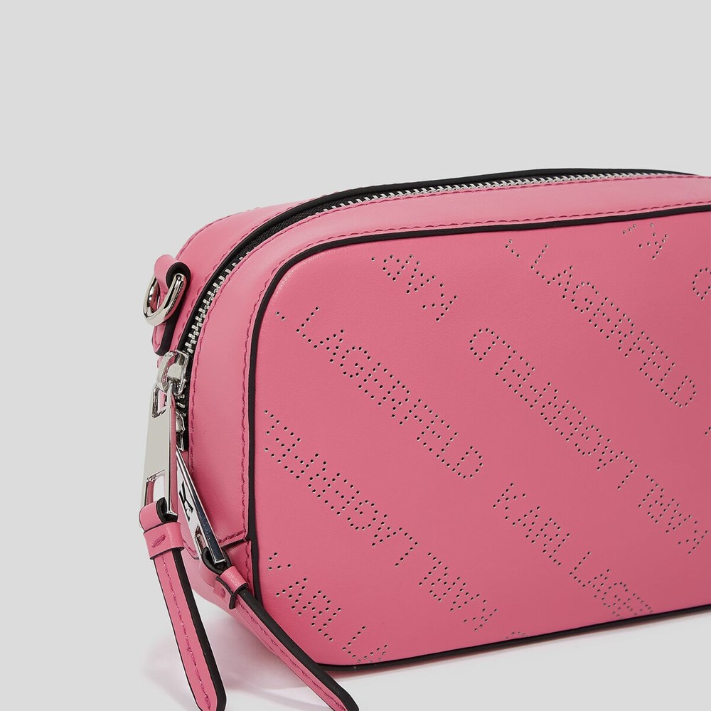 Black Karl Lagerfeld K/Punched Logo Women's Camera Bag | USA70TFUW