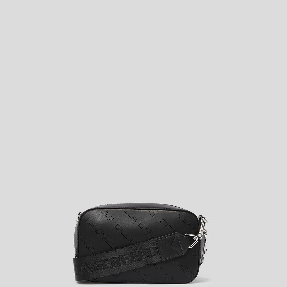 Black Karl Lagerfeld K/Punched Logo Women's Camera Bag | USA82AYFD