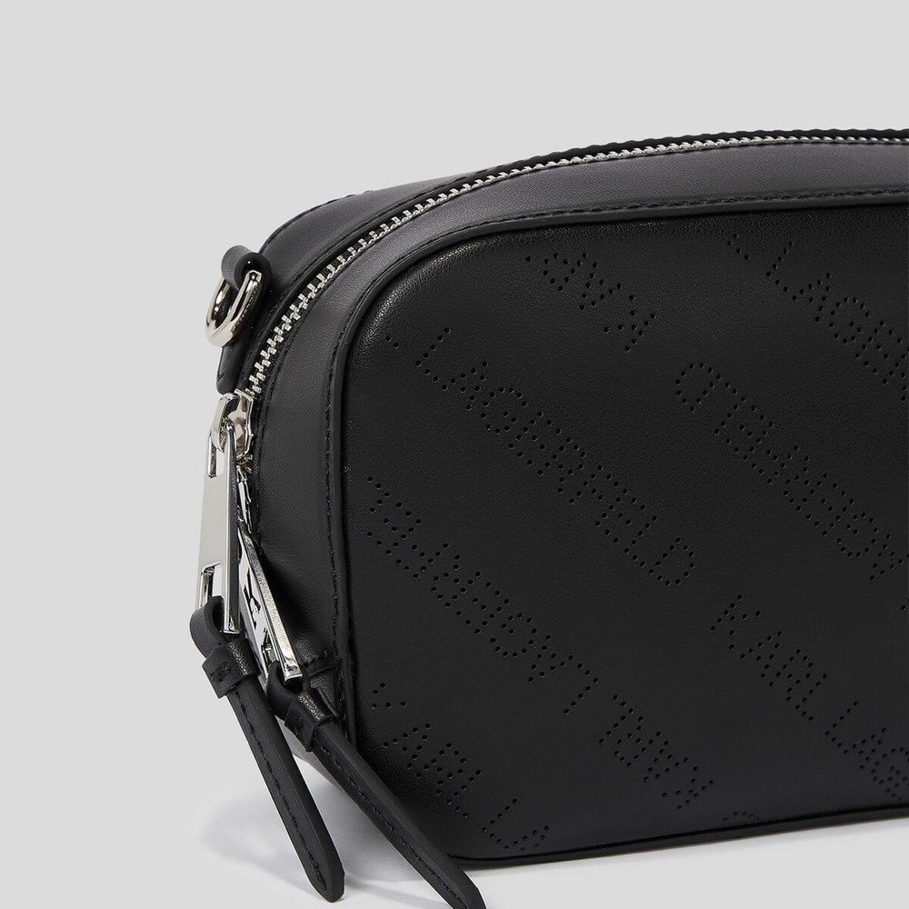 Black Karl Lagerfeld K/Punched Logo Women's Camera Bag | USA82AYFD