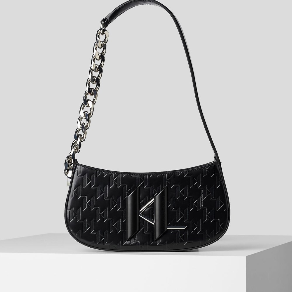 Black Karl Lagerfeld K/Saddle Monogram-embossed Women\'s Baguette Bag | USA25ZGBP