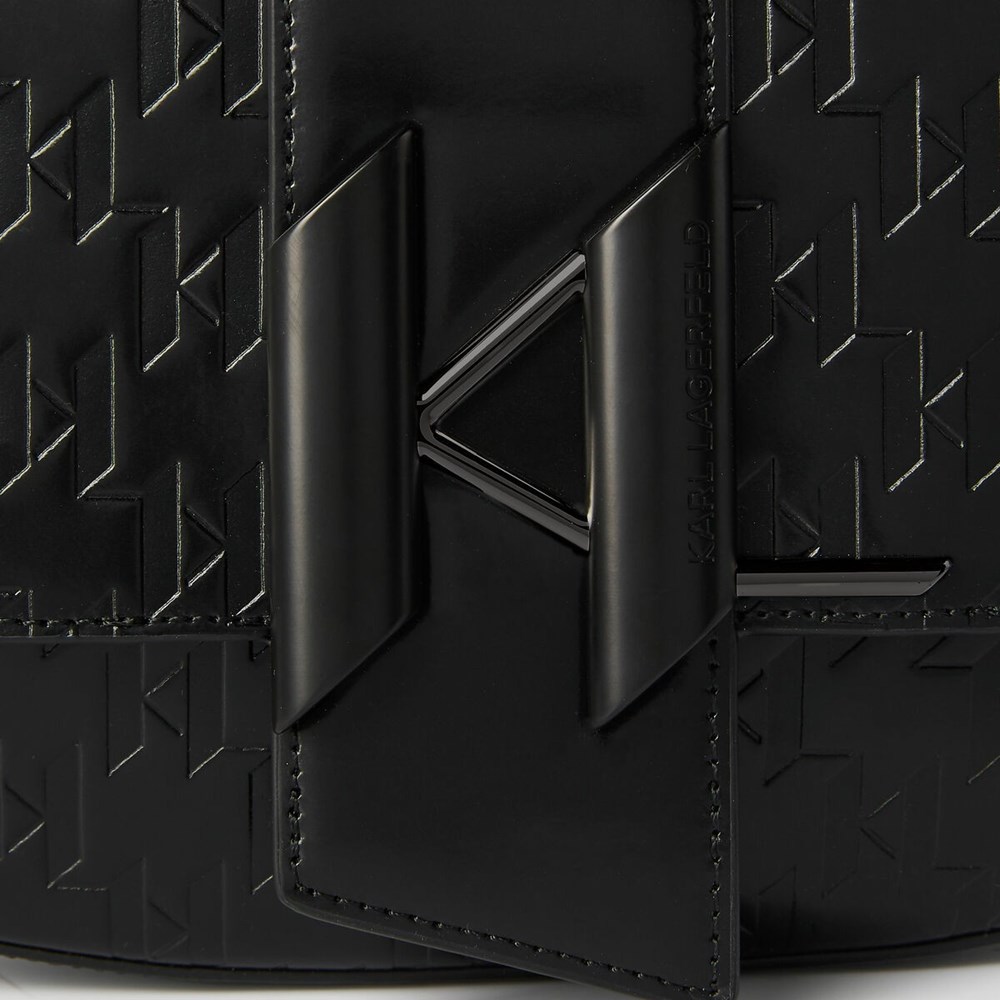 Black Karl Lagerfeld K/Saddle Monogram-embossed Women's Shoulder Bags | USA31COTV