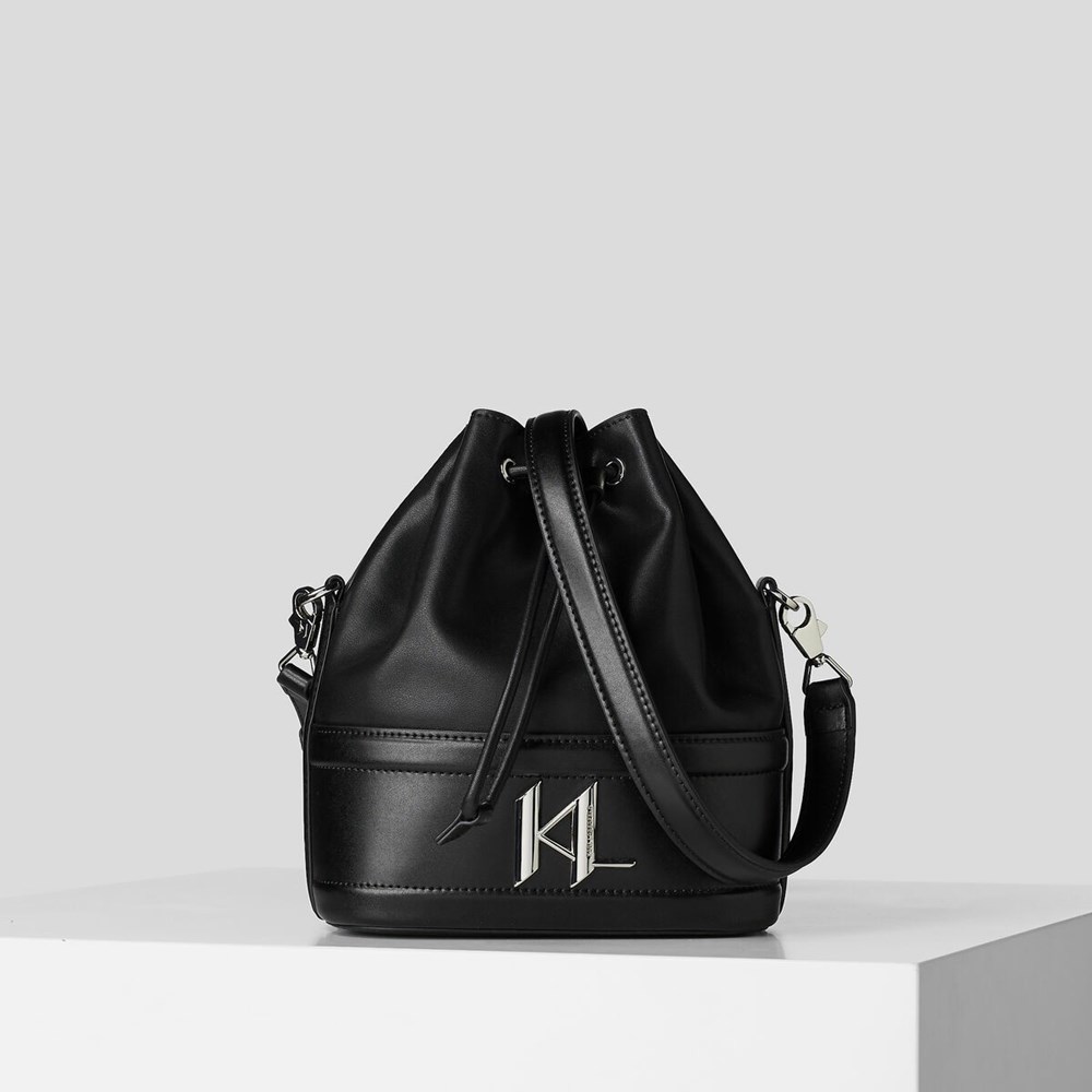 Black Karl Lagerfeld K/Saddle Women\'s Bucket Bag | USA24KVYH