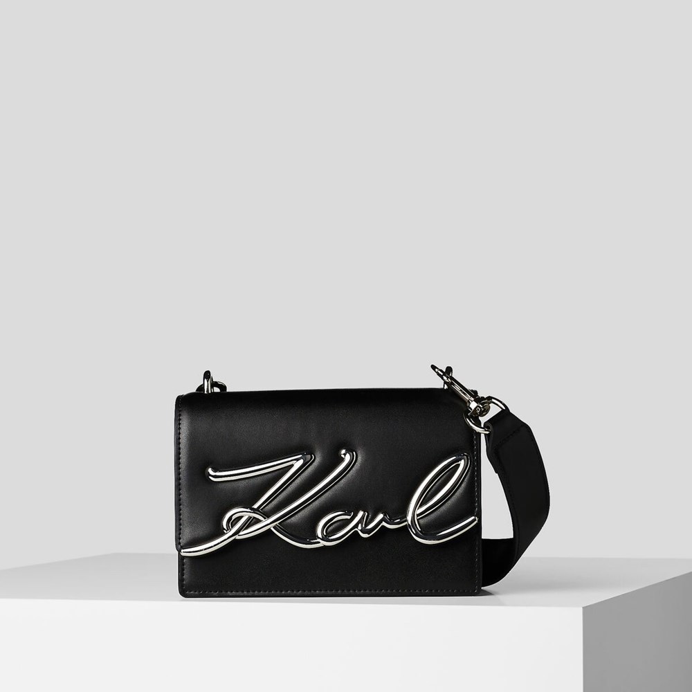 Black Karl Lagerfeld K/Signature Small Women\'s Shoulder Bags | USA72GKUN