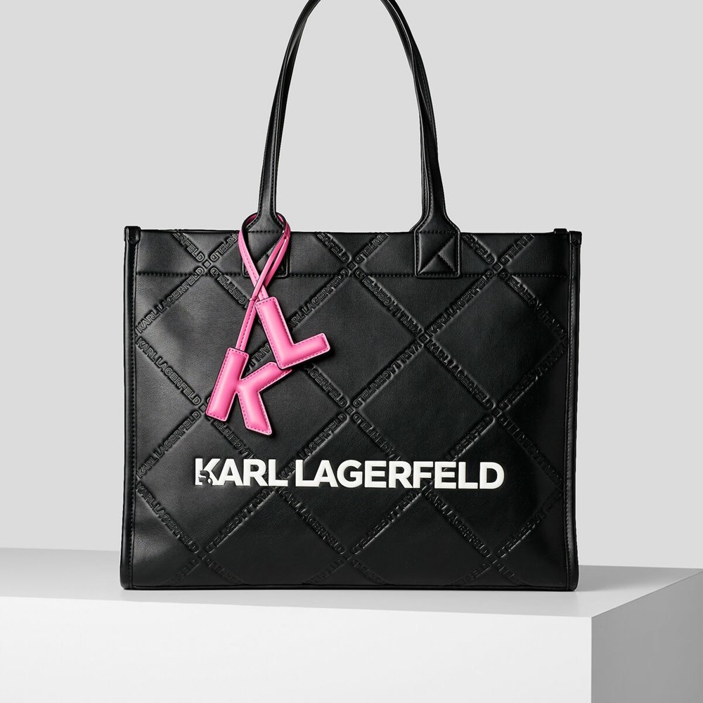 Black Karl Lagerfeld K/Skuare Embossed Women\'s Tote Bags | USA64GEUD