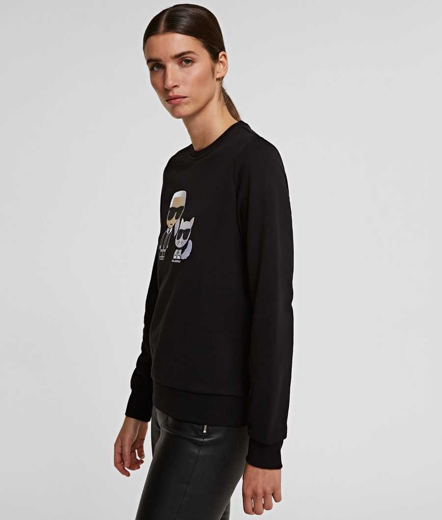 Black Karl Lagerfeld Karl & Choupette Ikonik Sweat Women's Sweatshirts | USA24GFPI