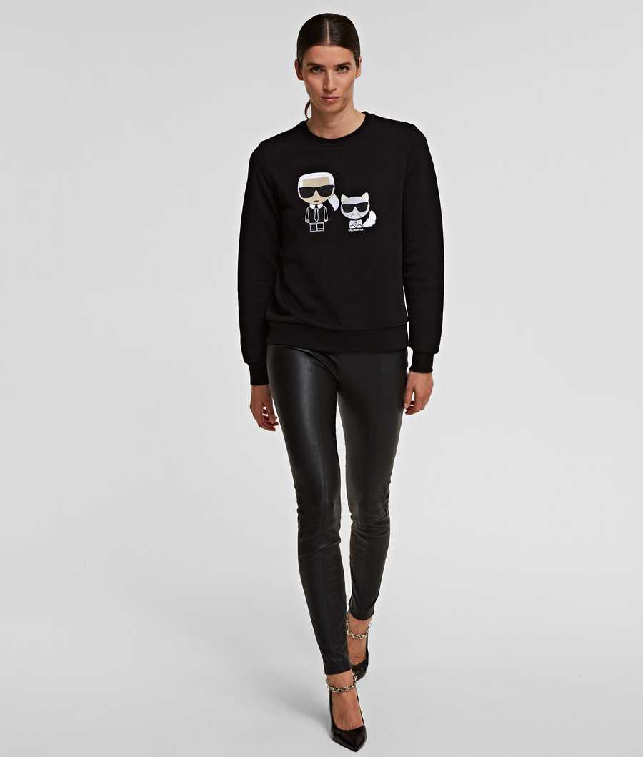 Black Karl Lagerfeld Karl & Choupette Ikonik Sweat Women's Sweatshirts | USA24GFPI