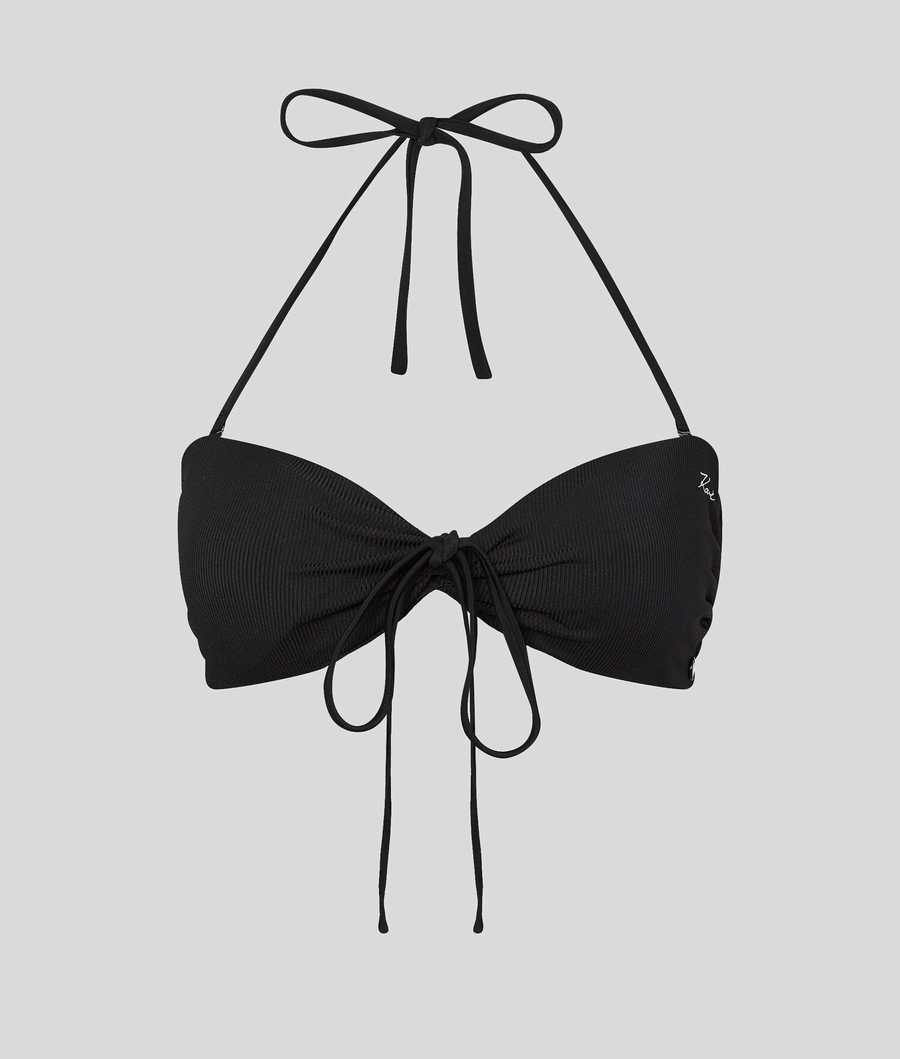 Black Karl Lagerfeld Karl Dna Twist Front Bandeau Women's Beachwear | USA45ILGN