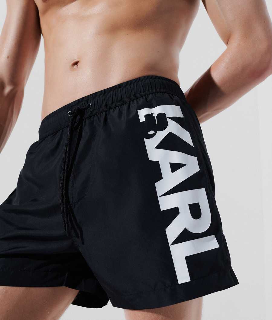 Black Karl Lagerfeld Karl Logo Board Shorts Men's Beachwear | USA31PZKS