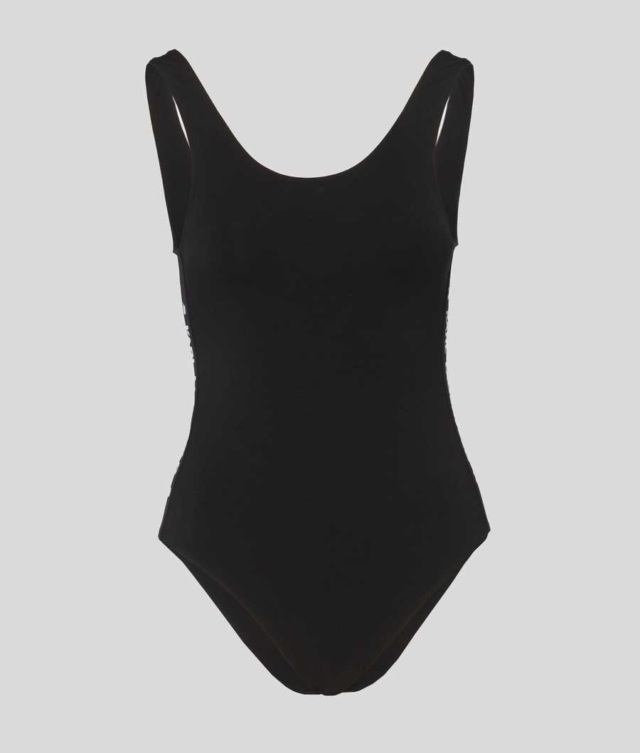 Black Karl Lagerfeld Karl Logo Bodysuit Women's Underwear | USA30SAIQ