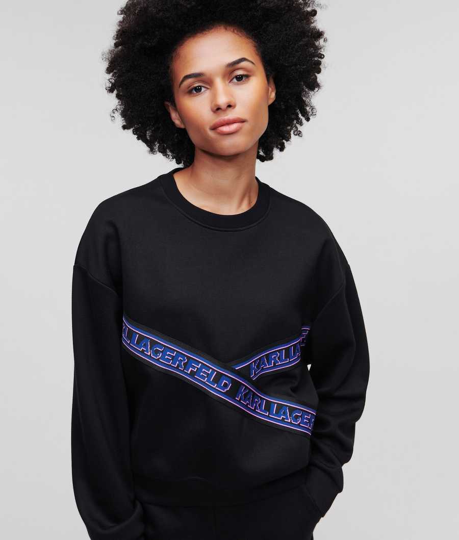 Black Karl Lagerfeld Karl Logo Cropped Women's Sweatshirts | USA68KZDY