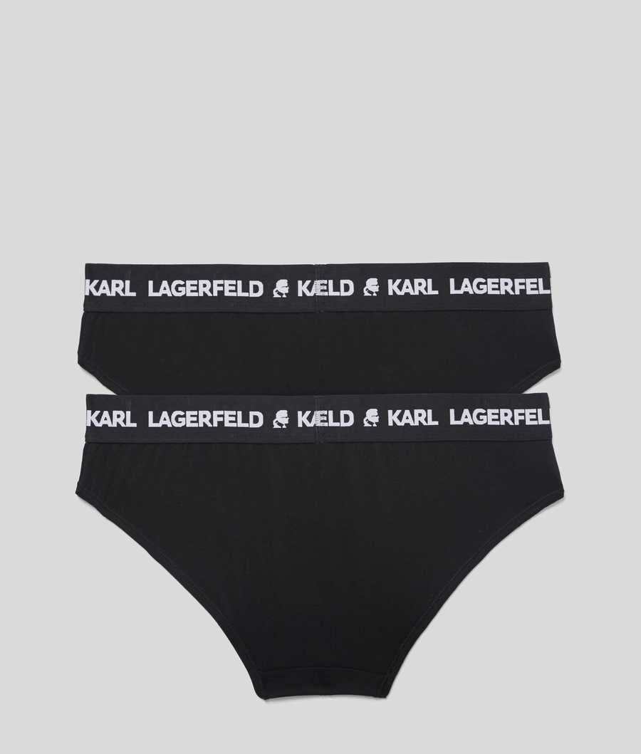 Black Karl Lagerfeld Karl Logo Hipster Briefs - 2 Pack Women's Underwear | USA86ZQWM