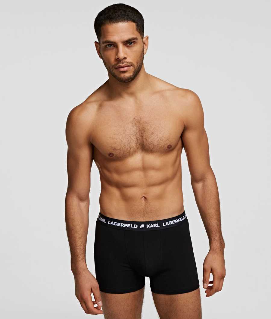 Black Karl Lagerfeld Karl Logo Monochrome Trunks - 3 Pack Men's Underwear | USA13XDIF