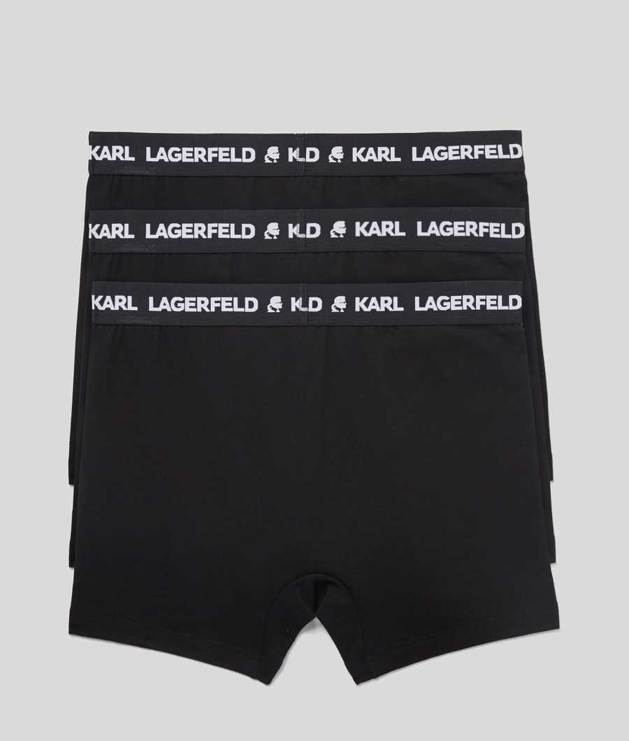 Black Karl Lagerfeld Karl Logo Monochrome Trunks - 3 Pack Men's Underwear | USA13XDIF