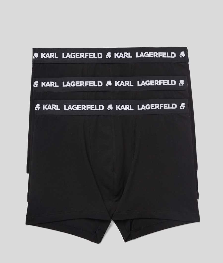 Black Karl Lagerfeld Karl Logo Monochrome Trunks - 3 Pack Men\'s Underwear | USA13XDIF