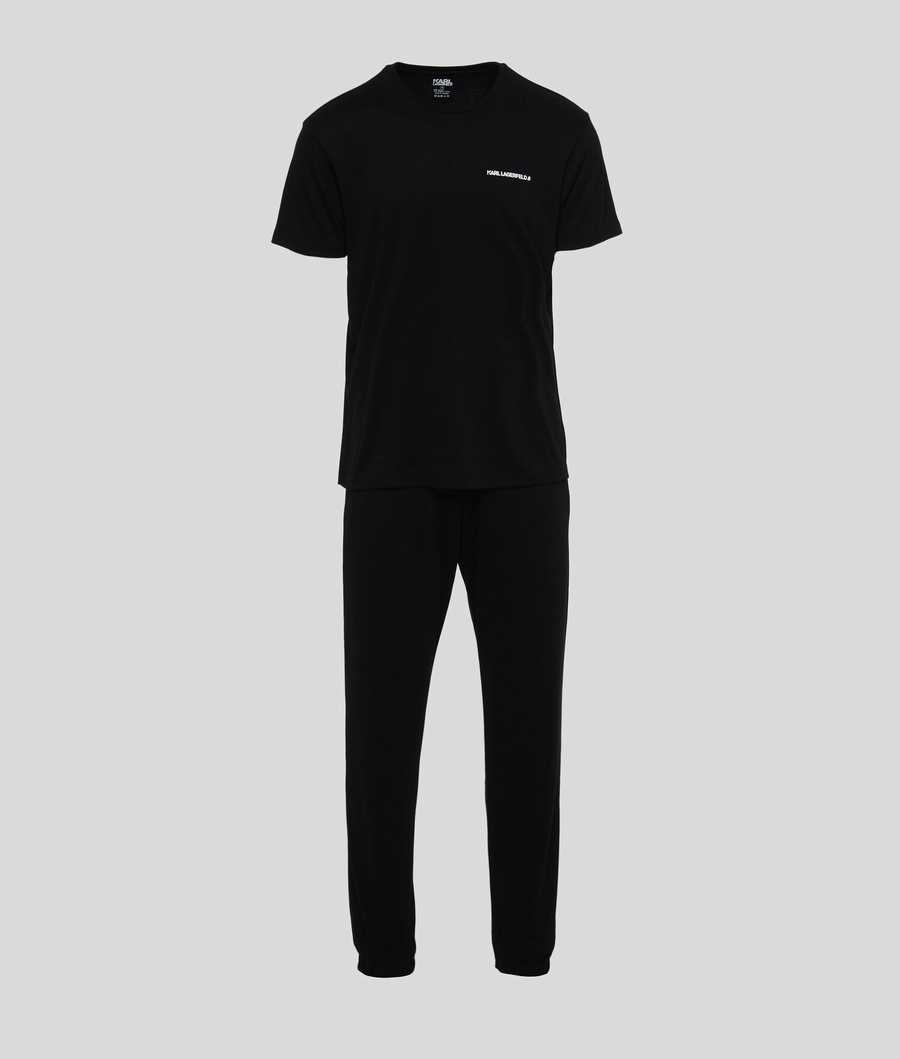 Black Karl Lagerfeld Karl Logo Pajama Set Men's Sleepwear | USA62JNEC