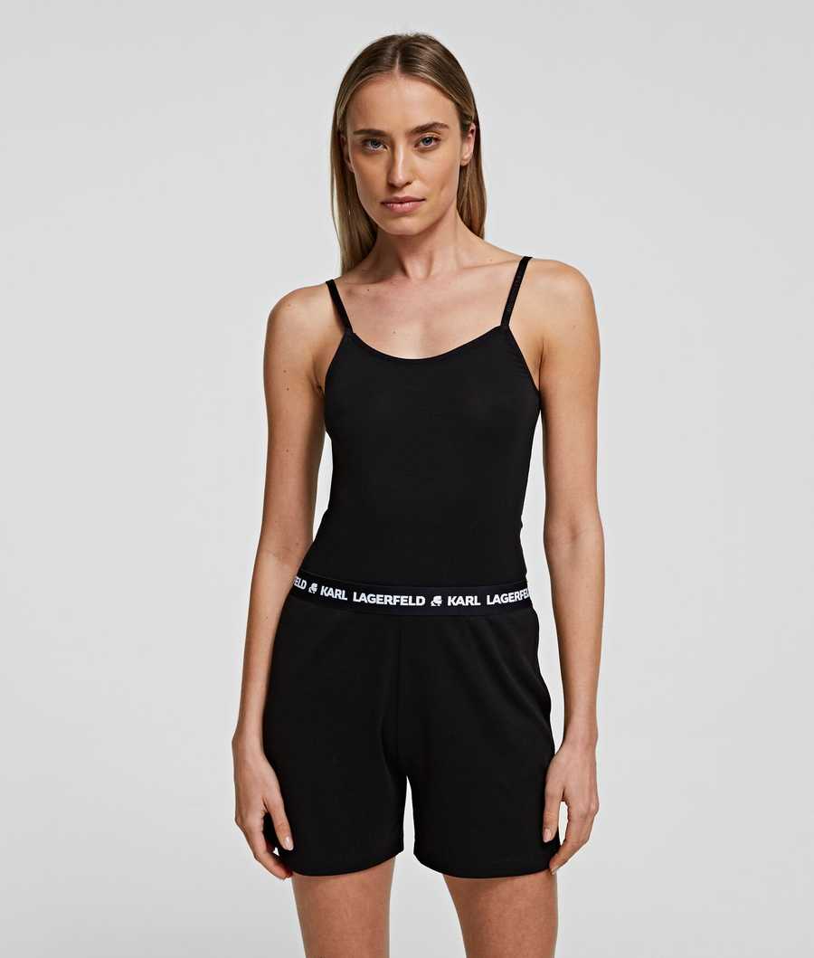 Black Karl Lagerfeld Karl Logo Pajama Shorts Women\'s Sleepwear | USA13FMXJ