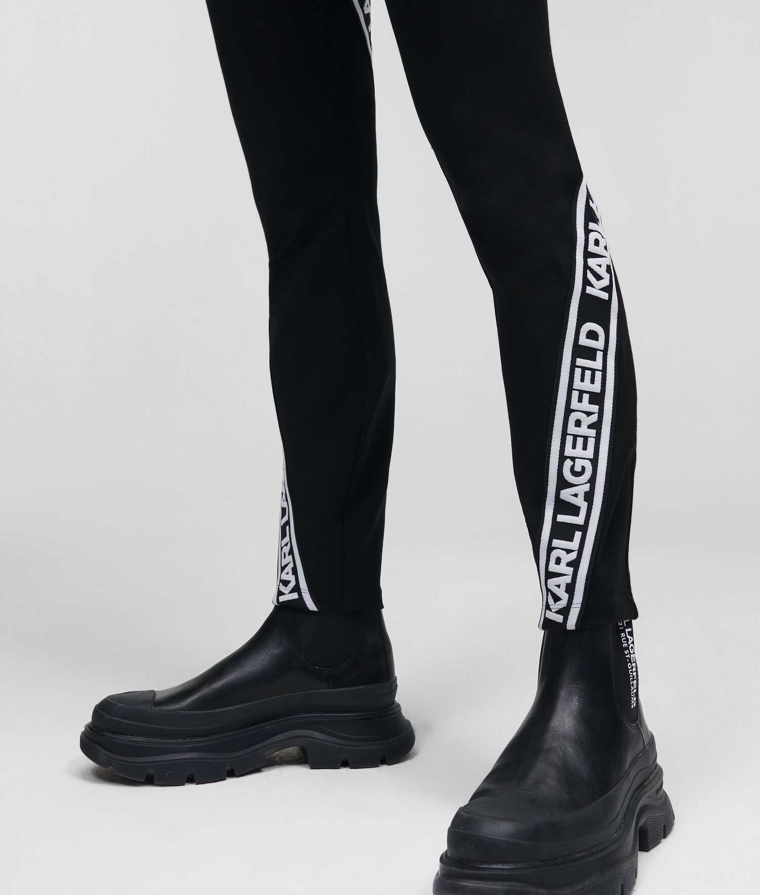 Black Karl Lagerfeld Karl Logo Punto Legging Women's Pants | USA53DWKQ