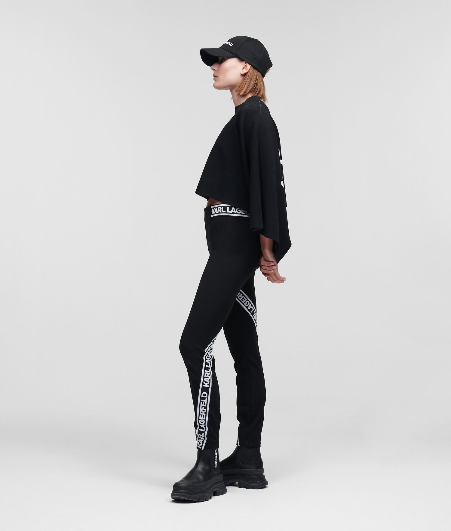 Black Karl Lagerfeld Karl Logo Punto Legging Women's Pants | USA53DWKQ