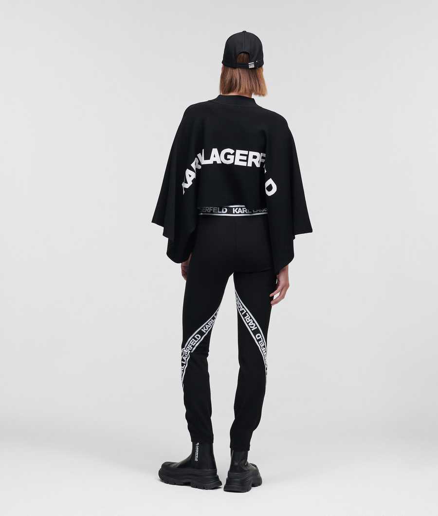 Black Karl Lagerfeld Karl Logo Punto Legging Women's Pants | USA53DWKQ