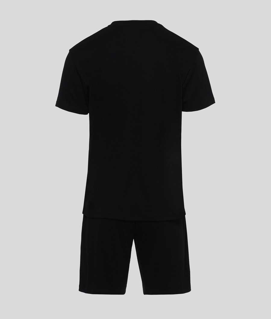 Black Karl Lagerfeld Karl Logo Shorts And Tee Pajama Set Men's Sleepwear | USA21TMPB