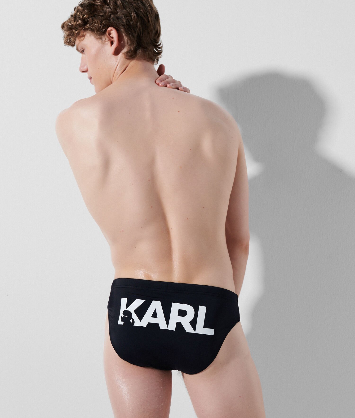 Black Karl Lagerfeld Karl Logo Speedo Men's Beachwear | USA28IAZK